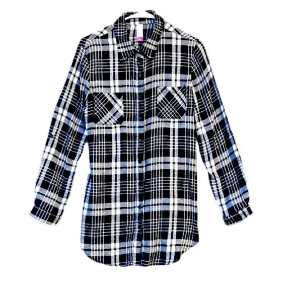 Long Flannel Plaid Top L - Picture 1 of 6